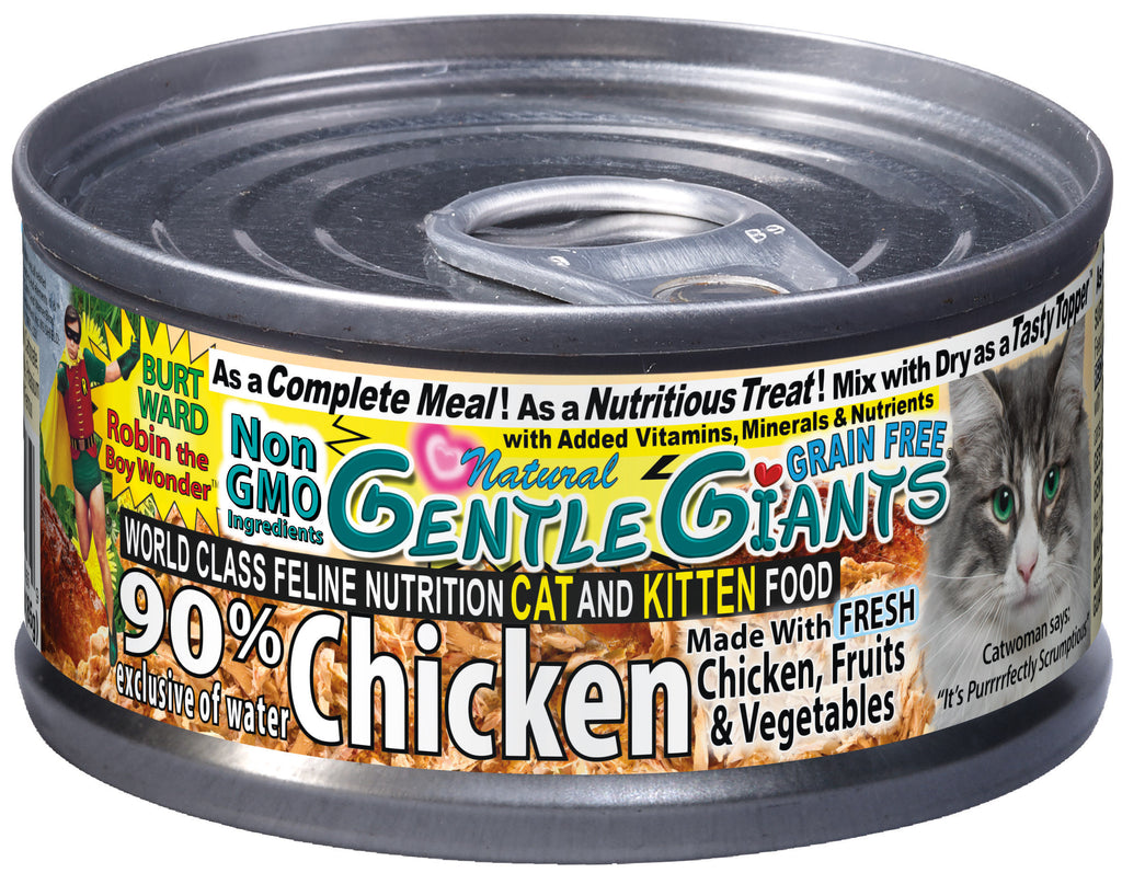 3 oz. Gentle Giants 'Quality of Life' 90% Chicken -<br>Canned Cat and Kitten Food<br>Natural, Non GMO Ingredients<br>