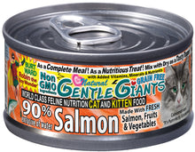 Load image into Gallery viewer, 3 oz. Gentle Giants 'Quality of Life' 90% Salmon -<br>Canned Cat and Kitten Food<br>Natural, Non GMO Ingredients<br>