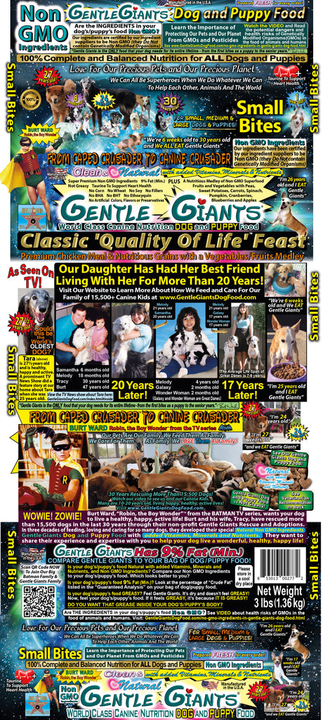 3 lb. Small Bites Chicken - Gentle Giants Classic 'Quality of Life' Feast - Dog and Puppy Food<br>Natural, Non GMO Ingredients