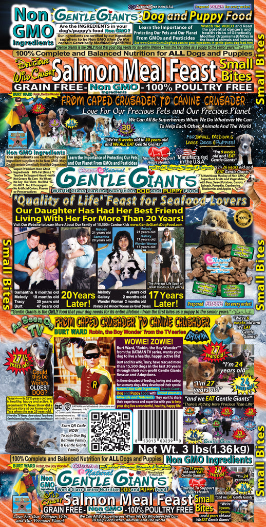 3 lb. Small Bites Salmon - Gentle Giants 'Quality of Life' Feast for Seafood Lovers -<br>Dog and Puppy Food<br>Natural, Non GMO Ingredients