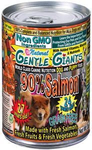13 oz. Gentle Giants 'Quality of Life' 90% Salmon -<br>Canned Dog and Puppy Food<br>Natural, Non GMO Ingredients<br>