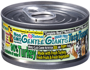 3 oz. Gentle Giants 'Quality of Life' 90% Turkey -<br>Canned Dog and Puppy Food<br>Natural, Non GMO Ingredients<br>