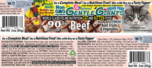 3 oz. Gentle Giants 'Quality of Life' 90% Beef -<br>Canned Cat and Kitten Food<br>Natural, Non GMO Ingredients<br>