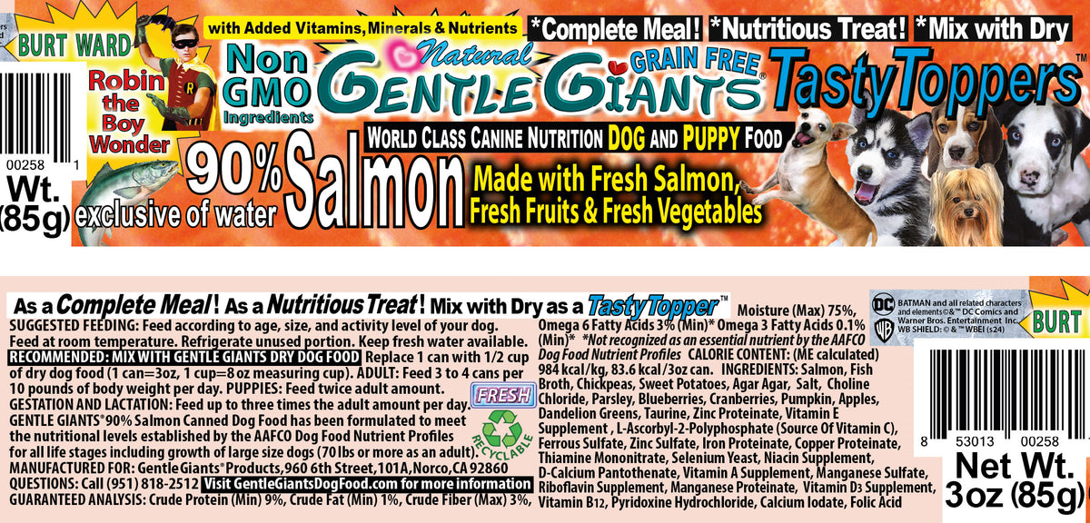 3 oz. Gentle Giants Quality of Life 90 Salmon Canned Dog and Puppy FoodNatural Non GMO Ingredients