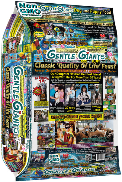 30 lb. Chicken - Gentle Giants Classic 'Quality of Life' Feast -<br>Dog and Puppy Food<br>Natural, Non GMO Ingredients