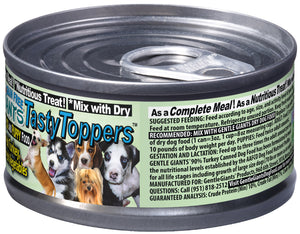 3 oz. Gentle Giants 'Quality of Life' 90% Turkey -<br>Canned Dog and Puppy Food<br>Natural, Non GMO Ingredients<br>