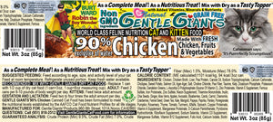3 oz. Gentle Giants 'Quality of Life' 90% Chicken -<br>Canned Cat and Kitten Food<br>Natural, Non GMO Ingredients<br>
