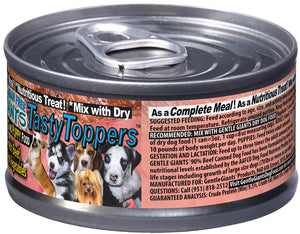 3 oz. Gentle Giants 'Quality of Life' 90% Beef -<br>Canned Dog and Puppy Food<br>Natural, Non GMO Ingredients<br>