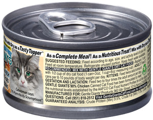 3 oz. Gentle Giants 'Quality of Life' 90% Chicken -<br>Canned Cat and Kitten Food<br>Natural, Non GMO Ingredients<br>