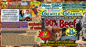 13 oz. Gentle Giants 'Quality of Life' 90% Beef -<br>Canned Dog and Puppy Food<br>Natural, Non GMO Ingredients<br>