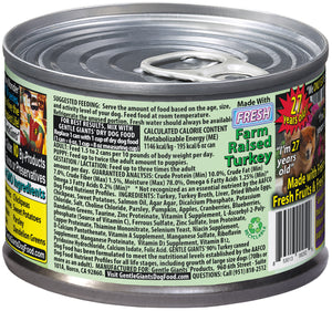 6 oz. Gentle Giants 'Quality of Life' 90% Turkey -<br>Canned Dog and Puppy Food<br>Natural, Non GMO Ingredients<br>