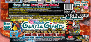 24 lb. Gentle Giants 'Quality of Life' Feast for Meat Lovers - with Real Beef & Real Bacon -<br>Dog and Puppy Food<br>Natural, Non GMO Ingredients
